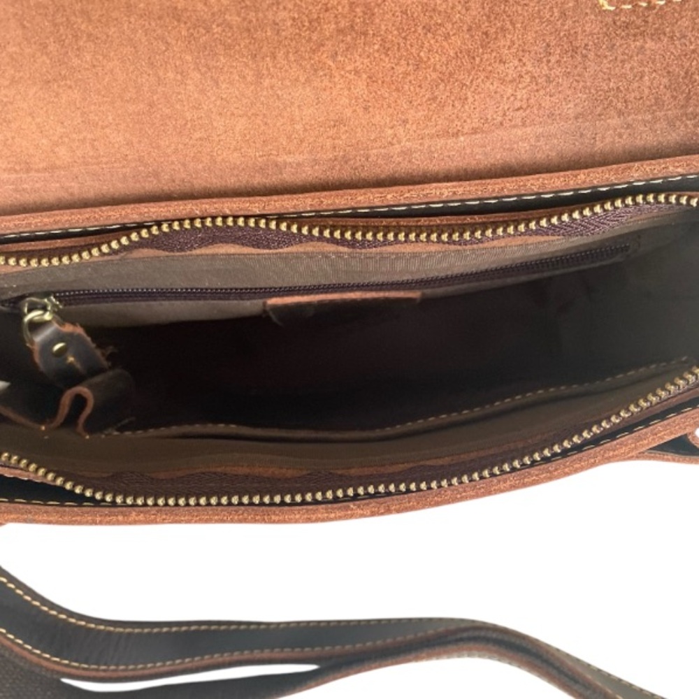 Humerpaul Leather Crossbody Messenger Bag Brown Commuter Satchel Brown NWT - Picture 8 of 14